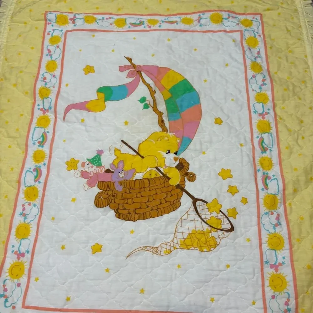 Vintage Care Bear Baby Pastel Kids Y2K Character Quilt